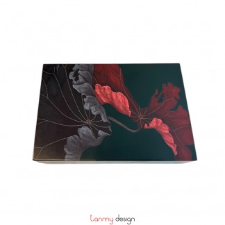 Rectangle lacquer box with leaf and flower 23*16*H8 cm ( different designs )